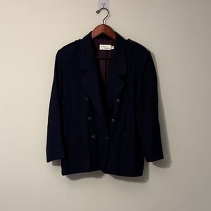 Elegant 💯 Virgin Wool, Navy Double-Breasted Blazer